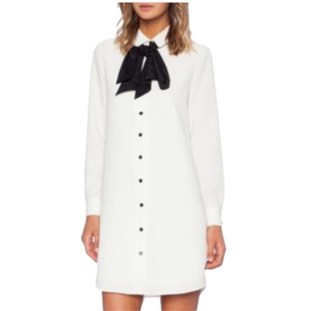 🆕 KATE SPADE White shirt dress with velvet bow tie